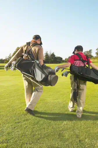 father son on golf course